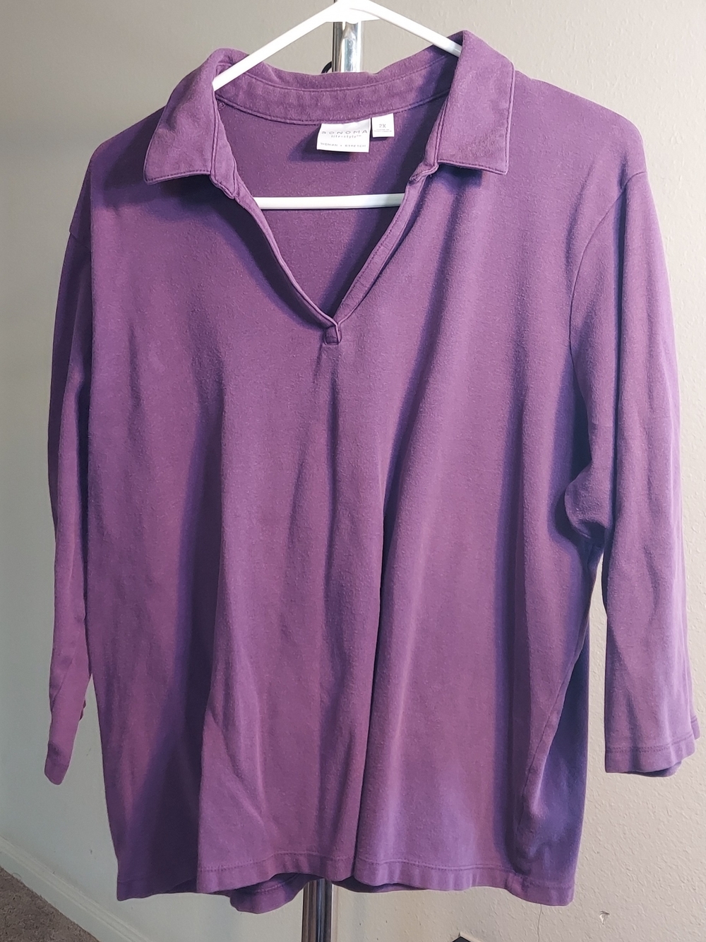 Sonoma Purple Collared Long Sleeve Top